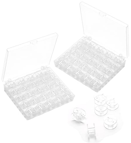Nicphyn 50 Pezzi Canillas Maquina Coser, Bobinas para Máquinas de Coser con Caja de Almacenamiento, Bobina Carretes Máquinas Transparentes, Compatible con Brother Janome Cantante Elna Babylock Kenmor