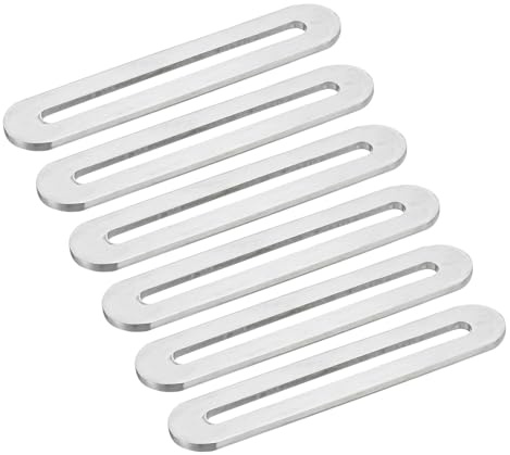 QUARKZMAN 6Pcs Placa De Reparación Plana Ajustable Con Ranura, 3.54 x 0.75 Pulgadas Soporte Recto De Acero Inoxidable Para Muebles De Madera, Plateado