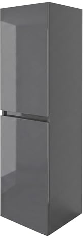 wohnartig® Stella Badhochschrank hängend | Anthrazit | Anthrazit Hochglanz | 30 x 31,5 x 110 cm – schmaler Badezimmerschrank mit Türen und Regalböden | platzsparender Badschrank | Badmöbel