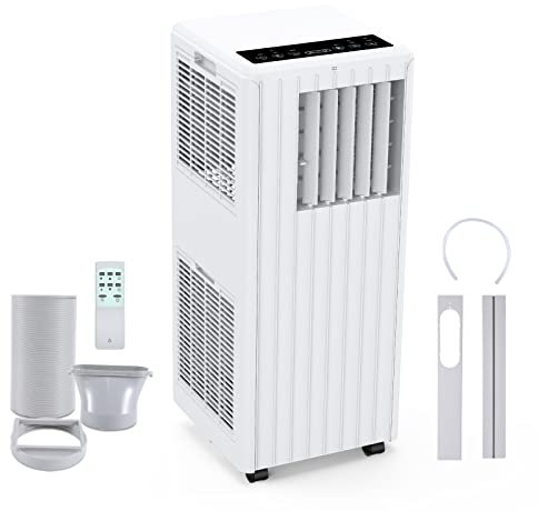 Portable Air Conditioner 9000 BTU 3-in-1 Cooling, Dehumidifying (42L/Day), and Fan Unit with 2 Speeds, Digital Display, Remote Control, 24hr Timer - Ideal for Room, Office, Kitchen