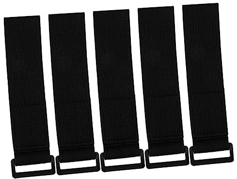 Vaguelly 5 Pcs Elastic Loop Fastening Straps Buckle Sturdy Nylon Tie Down Heavy Items Black Hook and Loop Straps for Organizing Cables and Bundling Supplies
