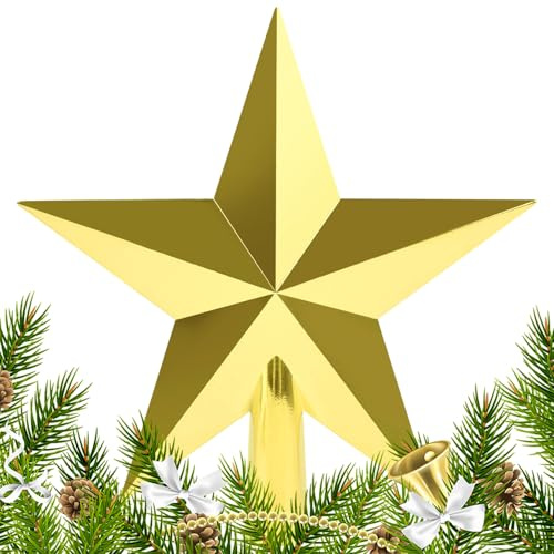 SULOLI Weihnachtsbaumspitze,Christbaumspitze Stern,Glänzender Weihnachtsstern,Tannenbaumspitze Für Weihnachtsbaumschmuck Ornament Party Dekoration(Gold)