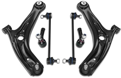 SUSMONSTER 6 Pcs Control Arms with Ball Joints Sway Bar Links Tie Rod Ends Wishbone Suspension Kit Front Lower Compatible with Ford Fiesta Mk7 2008-2017