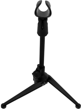 Soporte para Micrófono de Mesa Trípode Negro, Altura Ajustable 21-27,5cm | Plástico, Instalación Sencilla, Rango de Pinza 30-40mm, Compatibilidad Amplia para Estudio y Podcast