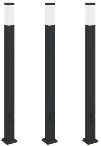 vidaXL Pollerleuchten mit Steckdose 3 Stk. 110 cm Schwarz IP44