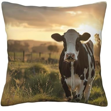 Kfjghhl Fundas de almohada decorativas con diseño de vaca lechera y cuadrada suave para sofá de granja