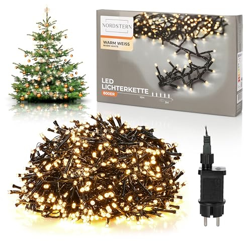 Nordstern LED Büschel Lichterkette Warmweiß 800 LEDs- Weihnachtsbaum Deko Beleuchtung für Innen & Außen mit Stecker 16 m - Cluster Tannenbaum Weihnachtsbeleuchtung