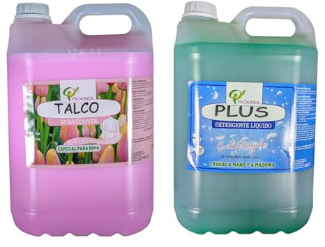 Pack Suavizante Concentrado Talco 5L + Detergente Concentrado 5L + | Limpieza Profunda | Fragancia Duradera | Protege Color de la Ropa | Suavidad y Frescor Duradero