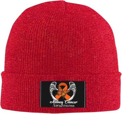 Kidney Cancer Awareness Classic Men's Warm Winter Hats Women Beanie Soft Warm Skull Cap Red