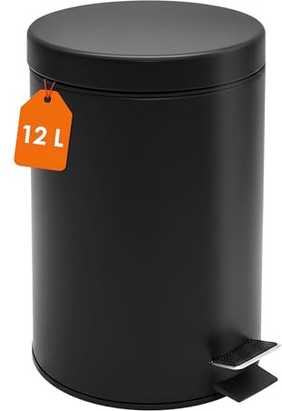 Spetebo Rostfritt stål Pedalhink rund svart matt 39 x 25 cm – 12 L