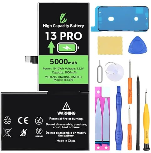 LL TRADER Battery Replacement for iPhone 13 Pro 5000mAh with Repair Kit | Compatible with the iPhone 13 Pro, A2483, A2636, A2639, A2640, A2638