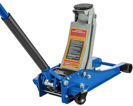 ARATERVIO 3 Tonnen Wagenheber Hydraulisch – Low Profile Rangierwagenheber mit Doppelkolben System, Schwerlast Stahl, Flachbauweise, Drehbare Rollen & Hoher Hub – Auto Wagenheber (Blau)