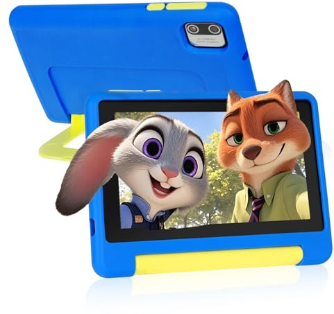 Whitedeer 2026 Latest Kids Tablet, 7 inch Tablet for Kids 3-7 Ages 8GB RAM +64GB ROM, Android 13, Parental Controls, Dual Camera, Wi-Fi, Bluetooth, Type-C, Impact Resistant Case, Gift,Blue