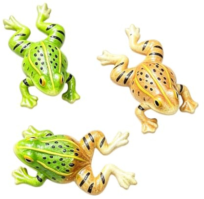 Flytande grodor för damm - 3-delad realistisk hartsdjurskulptur | Verklighetstrogna Pool Decoys | Trädgård Utanför Gräsmatta Uteplats Utomhus Bakgård Fontändekor 6x3x2cm 6,5g varje set