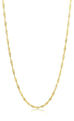 OROVI kedja guld – 14 karat gult guld 585 – kedja män/kvinnor, singaporekedja 45 cm, halsband dam/män, allergivänlig guldkedja, kedja utan hänge, guldsmycke, guldsmycke, med ädelt smyckeskrin