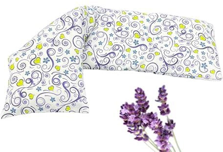COVERBAGBCN Saco Térmico Semillas Cervical para Microondas. Relleno de Semillas y Lavanda. Doble Funda Lavable/con Separaciones. Terapia Calor/Frío. Sin Aceites. 50 x 14 cm. 800 gr (CORAZONES)