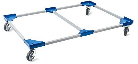 aidB Transportroller Variabel 1x unterteilt für Euroboxen mit 4 Gummilenkrollen, Blau, 1200x800 mm, Variabler Rollwagen zum Transport von Kisten, Praktischer Kistenroller