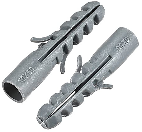 100 pcs 10x50mm Screw Plastic Anchor Expansion Pipe Tube Wall Plugs with Two Wings - All-in-One Solid Wall and Drywall Anchor