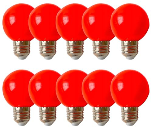 Rote G60 Deko Glühbirne Lichterkette Bunte Leuchtmittel E27 Led Globo Kugel Glühbirnen 2W, Energiesparend Langlebig Farbige Lichterketten Für Zimmer, Weihnachten Baum, Party Nachtlichter, 10 stück