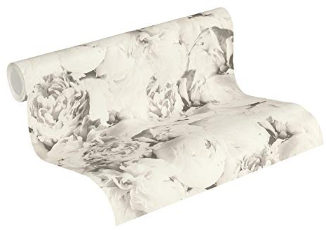 A.S. Création Vliestapete Neue Bude 2.0 Edition 2 Tapete Romantic Flowery mit romantischen Rosen 10,05 m x 0,53 m creme beige grau Made in Germany 373984 37398-4