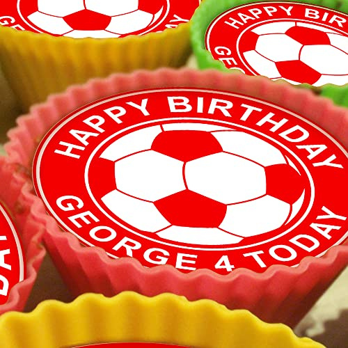 Any Colour Football United FC - Red - 20 x 5cm Personalised Edible Cupcake Toppers on Premium Icing