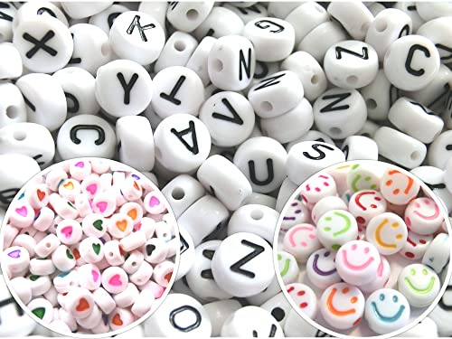 Buchstaben A-Z Alphabet Perlen rund 7mm, 1000 Perlen A-Z Herz Gesicht | Buchstabenperlen, Herzperlen, Perlenset Mix #30