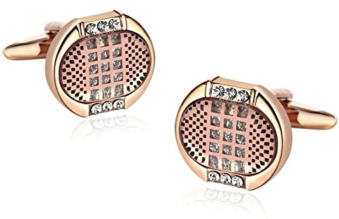 Skcess Herren Manschettenknöpfe Roségold, Manschettenknöpfe Herren Oval Mit Hemd-Manschettenknöpfe Rostfreier Stahl Geschenke für Herren Und Damen
