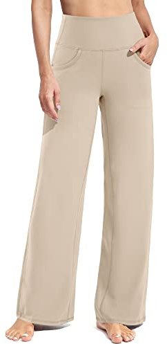 Promover Dambyxor Yogabyxor för Kvinnor Sportbyxor Dam Med Fickor för Kvinnor Hög Midja Bootleg Sportbyxor Bootcut kör Träningsbyxor