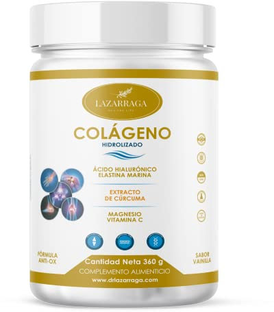 COLÁGENO HIDROLIZADO COMPLEX 6 EN 1 | Cúrcuma + Péptidos Elastina Marina + Ácido Hialurónico + Vitamina C + Magnesio | Articulaciones Fuertes, Piel Tersa y Energía | 360gr Sabor Vainilla | 1 Mes