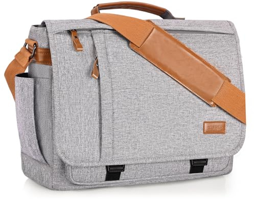 Estarer 15.6-17.3 Inch Laptop Messenger Bag for Work School,Mens Water Resistant Canvas Crossbody Shoulder Bag