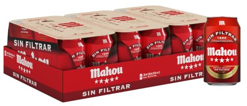 Mahou 5 Estrellas Sin Filtrar, Cerveza Artesanal, Pack 24 Latas x 33cl