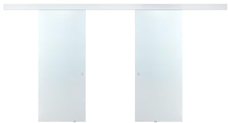 Venta-unica - Puerta corredera doble con aplique ALINA - Alto 205 x Ancho 166 cm - Cristal templado