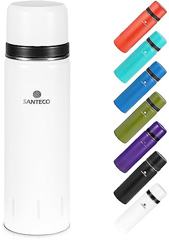 SANTECO Thermoskanne Thermosflasche Edelstahl 1l, 500ml, Auslaufsicher Isolierflasche mit Trinkbecher für unterwegs, Thermoskanne Kaffee & Tee für Kinder, Sport, BPA-Frei, 24H Kalt & 12H Heiß