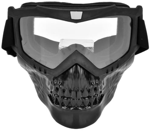 SUNGOOYUE Motorradhelmbrille, Unisex Outdoor Schädelhelmbrille mit ABS Rahmen Gesichtsmaske Motorrad Rennbrille (Transparent)