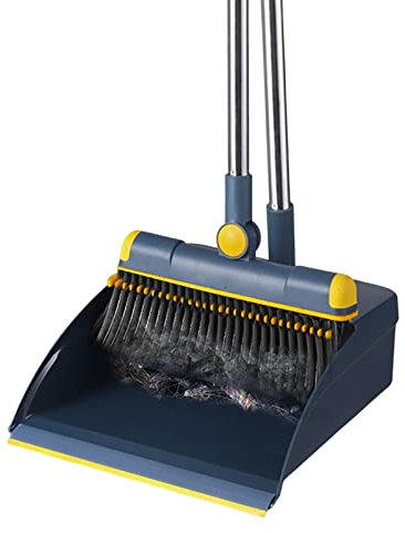 Set Combinato Scopa con Paletta | Testa Morbida Impugnatura Comoda Set di Scopa Puliscipavimenti con Manico Lungo - Set Paletta salvaspazio per Cucina Ristorante Giardino Garage Camera da