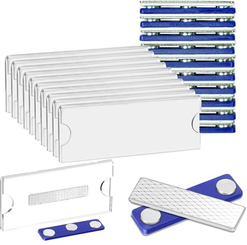 Namensschilder Magnet, 10Pcs Namensschilder für Kleidung, Namensschilder Magnetisch, Name Plate Magnet für kleidung Ausweishalter, Name tag mit 3-Punkt Selbstklebende Magnet