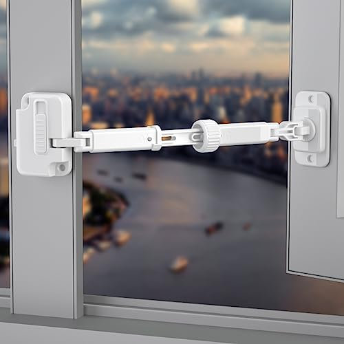 Cispree Window Child Safety Lock No Drilling for UPVC, Wooden, Metal, Aluminum Window Frames, Sash Restrictors Stopper Self Adhesive, Easy Install (1 Lock,White)