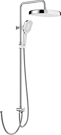 Rainsworth Duschsystem ohne Armatur Chrom - 36 * 25 cm Regendusch Dusche Set, Duschgarnitur mit Umsteller, 3 Strahlarten Handbrause