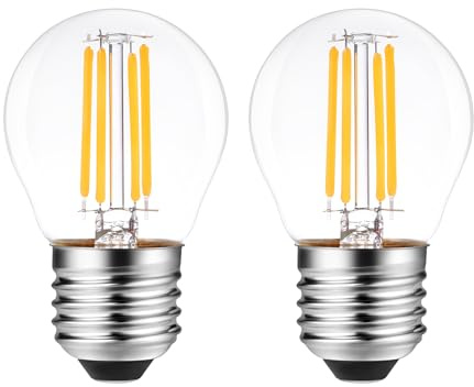 Sokkldccd E27 Screw Led Bulb Warm White, G45 Large Screw Light Bulbs, 4W ES Bulb, 40W Equilavent, 2700K, Pack of 2