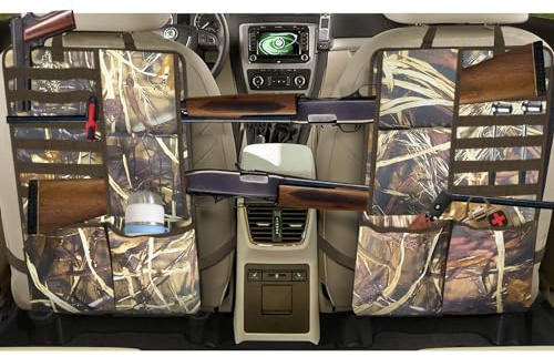 HXXF Estante para armas para asiento trasero de coche, paquete de 2 estantes para equipo de caza, organizador de asiento trasero con panel Molle, bolsillos de almacenamiento, bolsa universal para