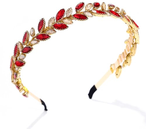 IYOU Kristall Hochzeit Stirnbänder Strass Rot Braut Haarbänder Krone Kristall Kopfschmuck Tiara Gast Braut Haarschmuck für Damen