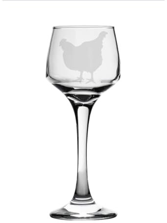 Chicken Engraved Sherry Glass, Animal Gift for Women, Gift for Men