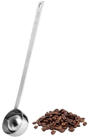U-Taste 30ml Coffee Scoop: 18/8 Stainless Steel Measuring Coffee Spoon with 21.5cm Extra Long Handle for Ground Coffee, Beans, Powder, Espresso, Ideal for Tall Canister, Jar, Cans (30ml, Silver)