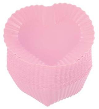 sourcing map 18pcs Silicone Cupcake Liners, 2.75 Inch Reusable Baking Cups Nonstick Muffins Mold for Birthday Wedding Party, Pink Heart