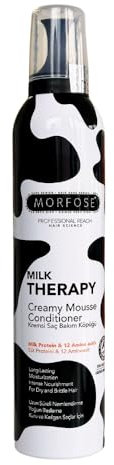 Morfose Milk Therapy Hair Creamy Mousse Conditioner, 350 ml, spray per capelli, balsamo per capelli, proteine del latte, idratante, per capelli secchi e fragili