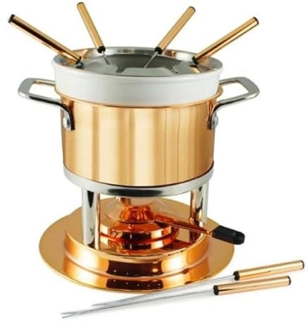Swissmar Bern 11 Piece Copper Fondue Set, 1.5L, Multi-Purpose Fondue Set for Meat, Cheese and Chocolate, Gift Boxed