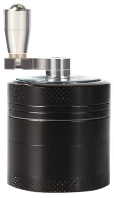Grinder Metálico Manual, Molinillo Especias, Trituradora de Hierbas,Aleación de Zinc con Mango de Molino, Con Manivela de Aluminio Irrompible para Hierbas, Ideal para El Hogar La Oficina Y Los Viajes.