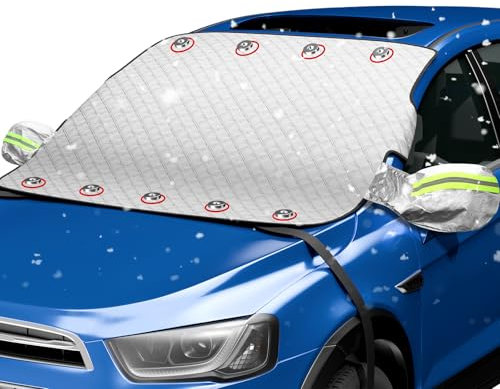 HAPPY FINDING Copertura parabrezza per auto,9 Magneti Copertura Parabrezza Auto inverno,Anti UV, Neve, Grandine protezione solare 157cm x 126cm