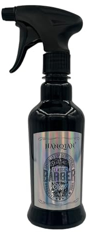 Eson Hair Water Spray Bottle 300ml, Whisky Style Spray Bottle for Hair, Barber Salon Hairdresser, Mist Sprayer,Retro Stylish, Empty Refillable Sprayer for Shaving and Cleaning 300ml (Black Circle)