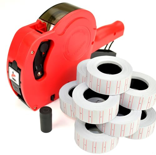 MX5500 DSL Pricing Gun Labeller Shop Office Free 10 Rolls Price Label + Spare Ink (Red)